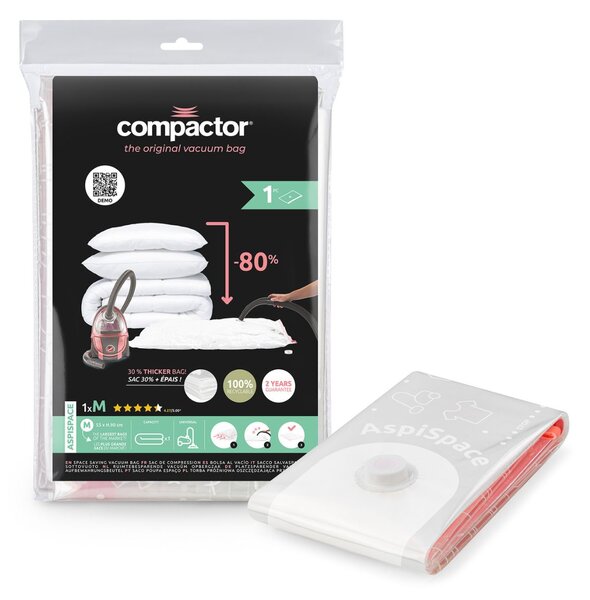 COMPACTOR Vakuovací set s elektrickou pumpou + 6ks vakuových pytlů Aspispace 2x (M, L, XL)