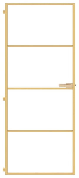 Interiérové dveře úzké zlaté 83x201,5 cm tvrzené sklo a hliník 155137