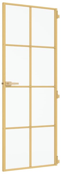 Interiérové dveře úzké zlaté 76x201,5 cm tvrzené sklo a hliník 155144