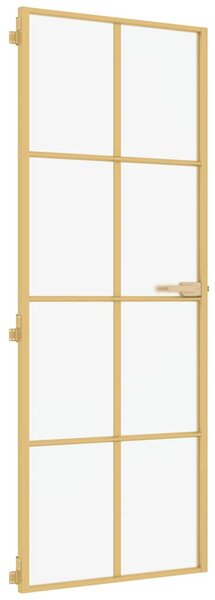 Interiérové dveře úzké zlaté 76x201,5 cm tvrzené sklo a hliník 155144