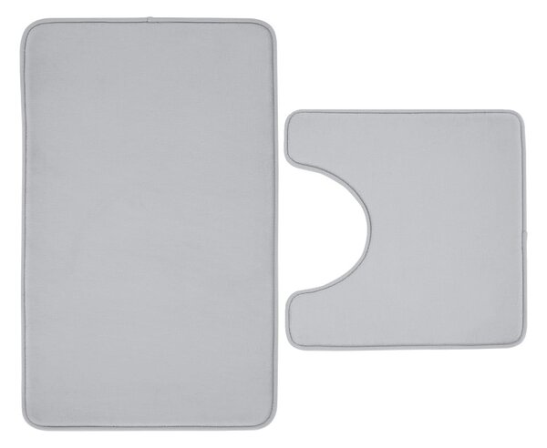 Světle šedé WC koupelnové předložky z paměťové pěny v sadě 2 ks 50x80 cm Anti-Bacterial – Catherine Lansfield