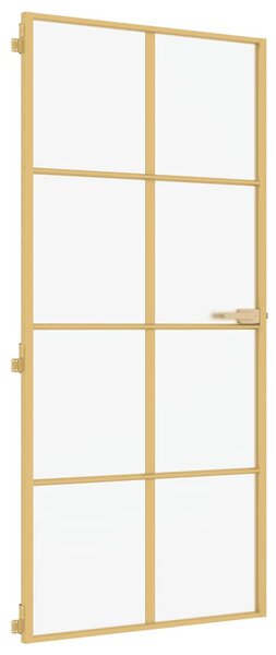 Interiérové dveře úzké zlaté 93x201,5 cm tvrzené sklo a hliník 155146