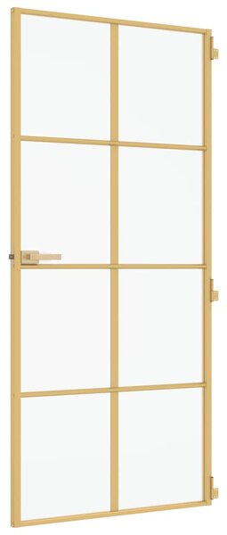 Interiérové dveře úzké zlaté 93x201,5 cm tvrzené sklo a hliník 155146