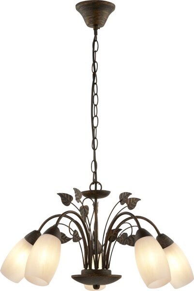 GLOBO 30800523X VENEZIA závěsné svítidlo D500mm 5xE14 hnědá patina, alabastrová