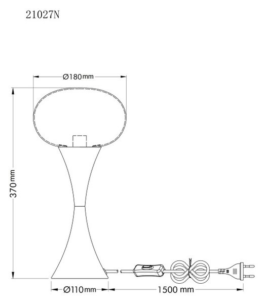 GLOBO 21027N LULA stolní lampička V369mm 1xE14 nikl, opálová
