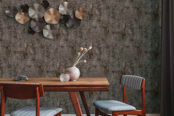 A.S. Création | Vliesová tapeta na zeď COSMO Living 79085-5 | 0,53 x 10,05 m | šedá, bronzová, metalická