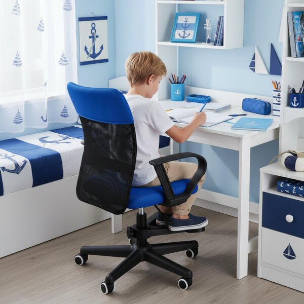 Dětská židle Neoseat MONKEY s podnoží — látka, černá / tmavě modrá