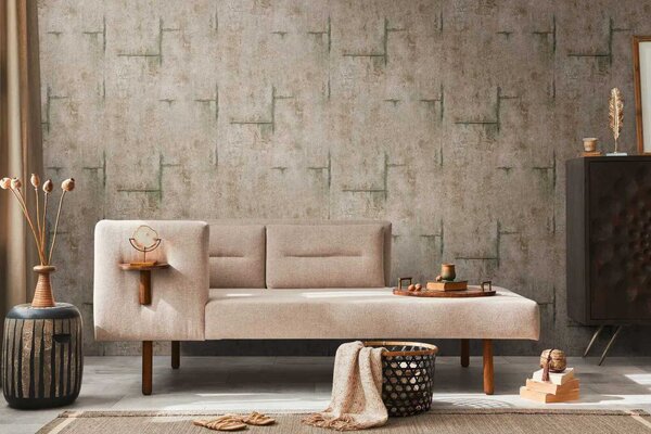 A.S. Création | Vliesová tapeta na zeď COSMO Living 79085-4 | 0,53 x 10,05 m | hnědá, béžová, zelená, zlatá