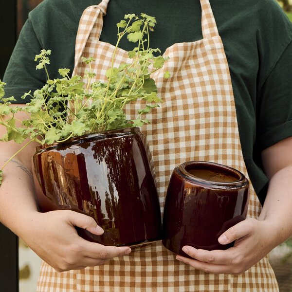 Keramický obal na květináč Saigon Brown Small Menší