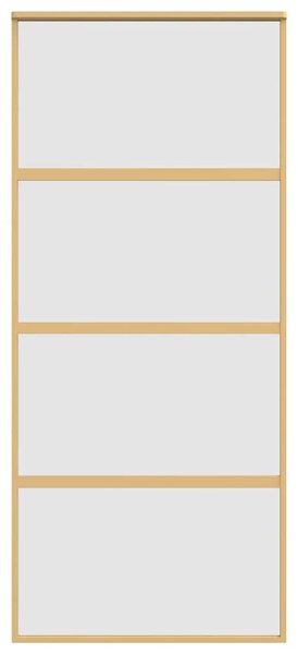 Posuvné dveře zlaté 90 x 205 cm mléčné ESG sklo a hliník 155182