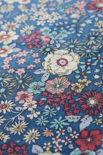 Bavlněný povlak na polštář Blue / flowers 60 × 60 cm
