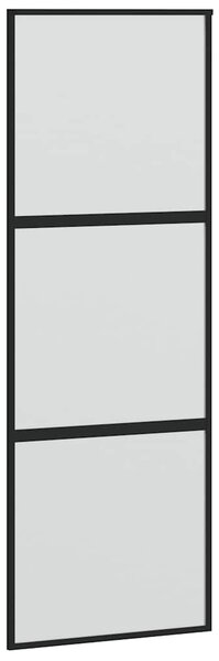 Posuvné dveře černé 76 x 205 cm tvrzené sklo a hliník 155198