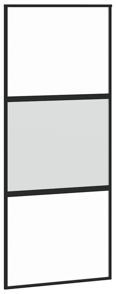 Posuvné dveře černé 90 x 205 cm tvrzené sklo a hliník 155202