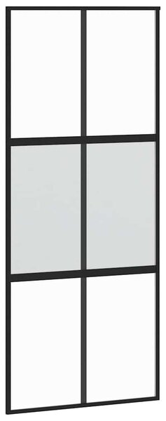 Posuvné dveře černé 90 x 205 cm tvrzené sklo a hliník 155211