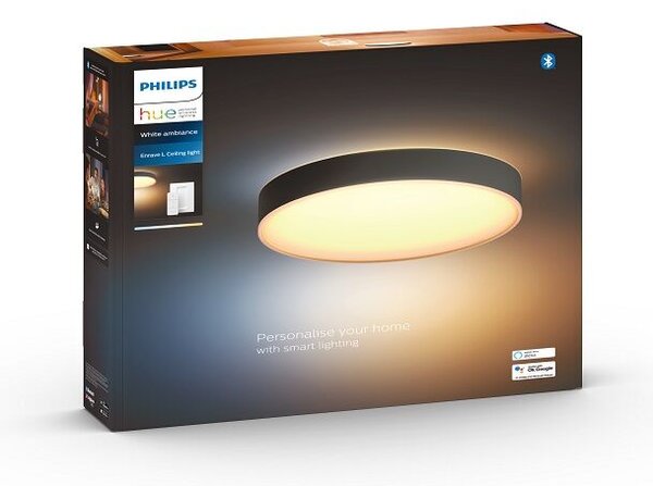 Philips HUE LED White Ambiance 41160/30/P6 Enrave L stropní svítidlo 33,5W 4300lm 2200-6500K 42,5cm černé stmívatelné BlueTooth + HUE Switch