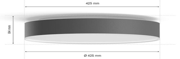 Philips HUE LED White Ambiance 41160/30/P6 Enrave L stropní svítidlo 33,5W 4300lm 2200-6500K 42,5cm černé stmívatelné BlueTooth + HUE Switch