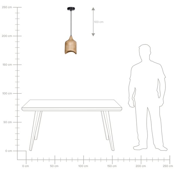 Závěsná lampa PANDU Mangové dřevo Světle hnědá