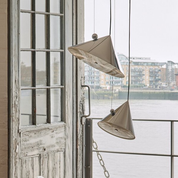 Závěsná svítidlo Tom Dixon, Pose, stmívatelné, Metalická, Obývací pokoj, Kov, Design