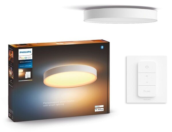 Philips HUE LED White Ambiance 41160/31/P6 Enrave L stropní svítidlo 33,5W 4300lm 2200-6500K 42,5cm bílé stmívatelné BlueTooth + HUE Switch