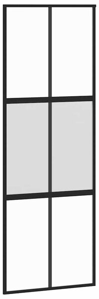 Posuvné dveře černé 76 x 205 cm tvrzené sklo a hliník 155210