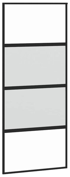Posuvné dveře černé 90 x 205 cm tvrzené sklo a hliník 155220