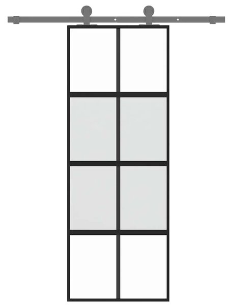 Posuvné dveře černé 76 x 205 cm tvrzené sklo a hliník 155222