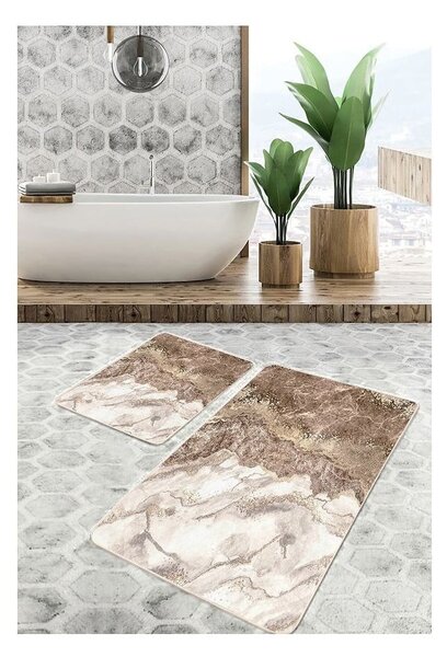 Hnědé koupelnové předložky v sadě 2 ks 60x100 cm – Mila Home