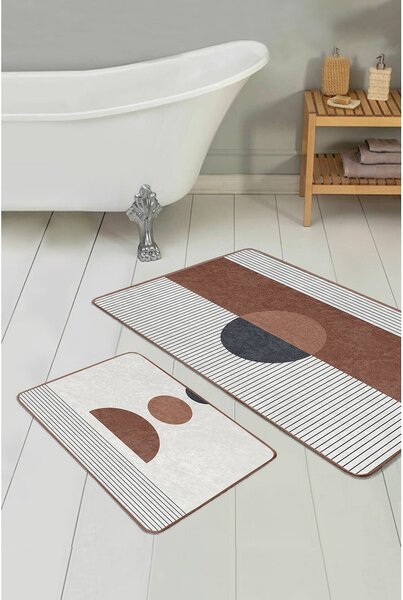 Bílo-hnědé koupelnové předložky v sadě 2 ks 60x100 cm – Mila Home