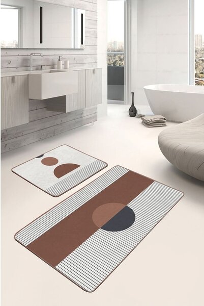 Bílo-hnědé koupelnové předložky v sadě 2 ks 60x100 cm – Mila Home