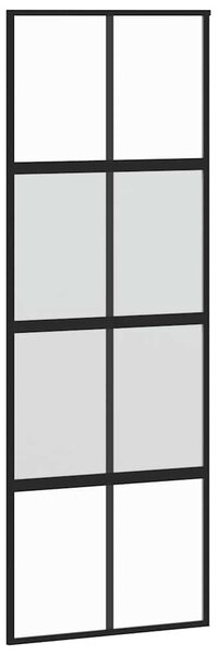 Posuvné dveře černé 76 x 205 cm tvrzené sklo a hliník 155222