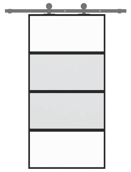 Posuvné dveře černé 102,5 x 205 cm tvrzené sklo a hliník 155221