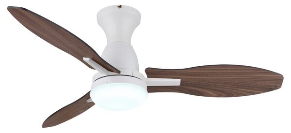 GLOBO 03671W GALE stropní ventilátor se světlem D1070mm LED 22W 2890/2453lm 3000+4500+6000K bílá, imitace dřeva, časovač, dálkový ovladač
