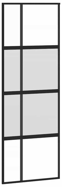 Posuvné dveře černé 76 x 205 cm tvrzené sklo a hliník 155228