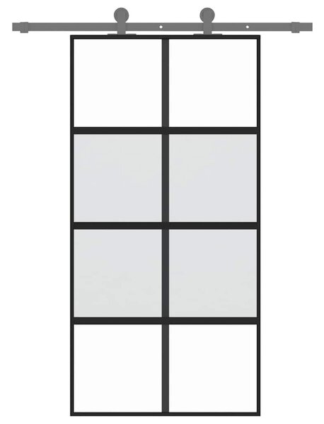 Posuvné dveře černé 102,5 x 205 cm tvrzené sklo a hliník 155224