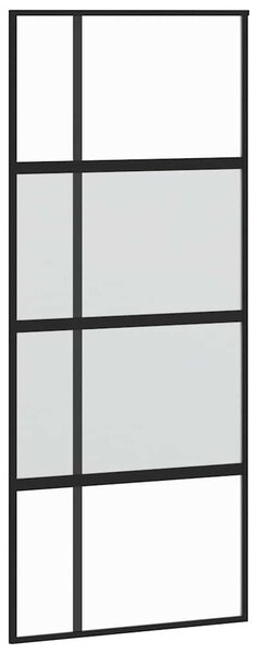 Posuvné dveře černé 90 x 205 cm tvrzené sklo a hliník 155229