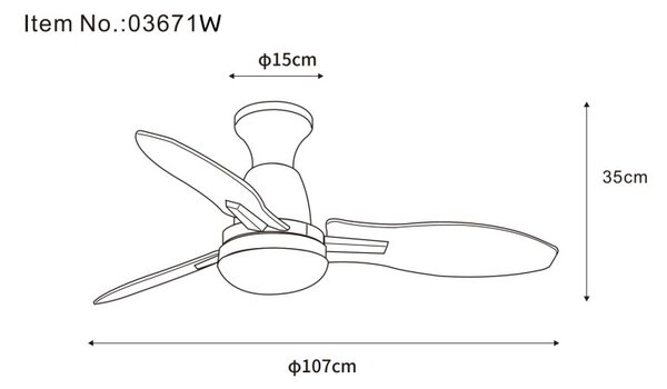 GLOBO 03671W GALE stropní ventilátor se světlem D1070mm LED 22W 2890/2453lm 3000+4500+6000K bílá, imitace dřeva, časovač, dálkový ovladač