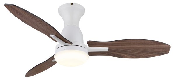 GLOBO 03671W GALE stropní ventilátor se světlem D1070mm LED 22W 2890/2453lm 3000+4500+6000K bílá, imitace dřeva, časovač, dálkový ovladač