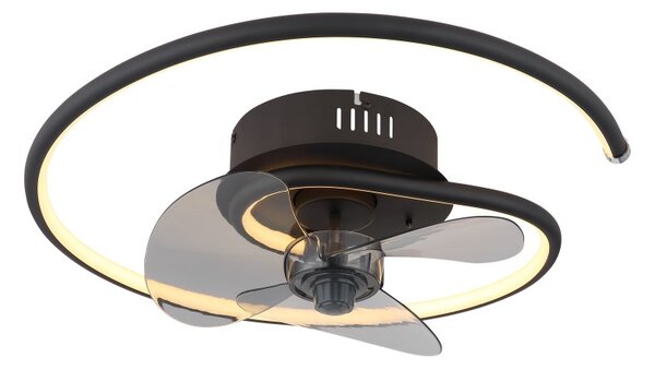 GLOBO 03660 KOREN stropní ventilátor se světlem D450mm LED 30W 3370/1660lm 2700-6500K černá, kouřová, časovač, dálkový ovladač