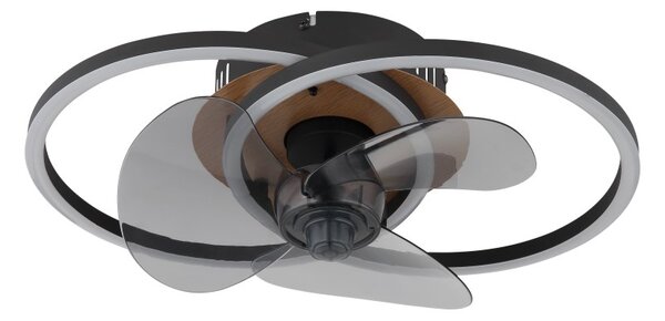 GLOBO 03661 KAREN stropní ventilátor se světlem LED 24W 2800/490lm 2700-6500K černá, kouřová, časovač, dálkový ovladač
