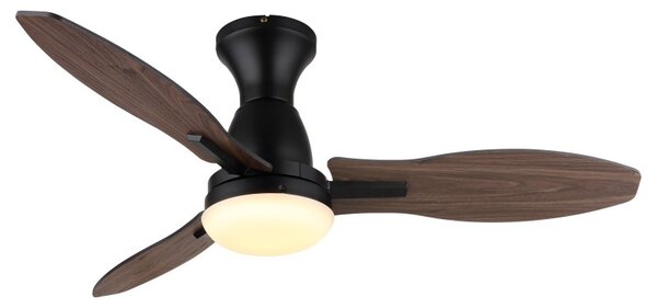 GLOBO 03671B GALE stropní ventilátor se světlem D1070mm LED 22W 2890/2453lm 3000+4500+6000K černá, imitace dřeva, časovač, dálkový ovladač