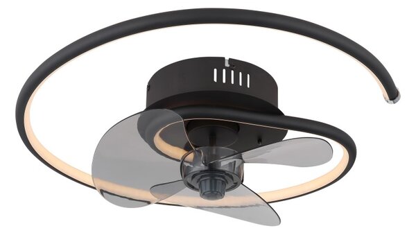 GLOBO 03660 KOREN stropní ventilátor se světlem D450mm LED 30W 3370/1660lm 2700-6500K černá, kouřová, časovač, dálkový ovladač