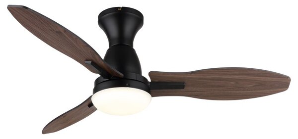 GLOBO 03671B GALE stropní ventilátor se světlem D1070mm LED 22W 2890/2453lm 3000+4500+6000K černá, imitace dřeva, časovač, dálkový ovladač