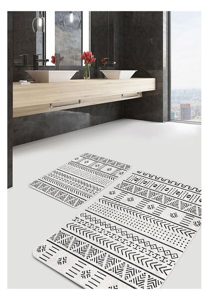 Černobílé koupelnové předložky v sadě 2 ks 60x100 cm – Mila Home