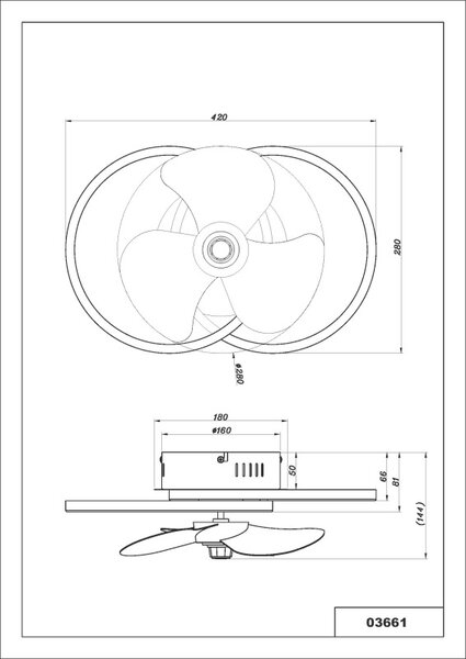 GLOBO 03661 KAREN stropní ventilátor se světlem LED 24W 2800/490lm 2700-6500K černá, kouřová, časovač, dálkový ovladač