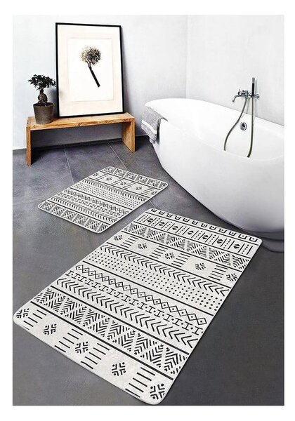 Černobílé koupelnové předložky v sadě 2 ks 60x100 cm – Mila Home