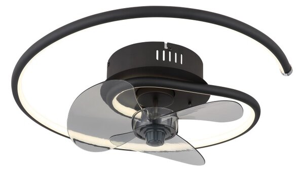 GLOBO 03660 KOREN stropní ventilátor se světlem D450mm LED 30W 3370/1660lm 2700-6500K černá, kouřová, časovač, dálkový ovladač