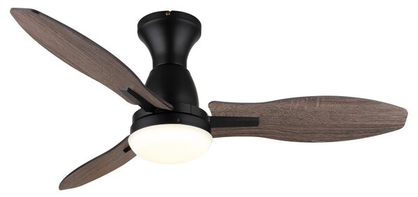 GLOBO 03671B GALE stropní ventilátor se světlem D1070mm LED 22W 2890/2453lm 3000+4500+6000K černá, imitace dřeva, časovač, dálkový ovladač