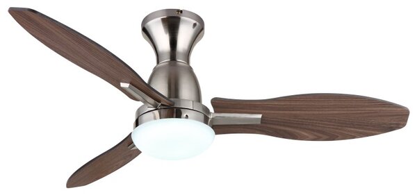 GLOBO 03671N GALE stropní ventilátor se světlem D1070mm LED 22W 2890/2453lm 3000+4500+6000K nikl, imitace dřeva, časovač, dálkový ovladač