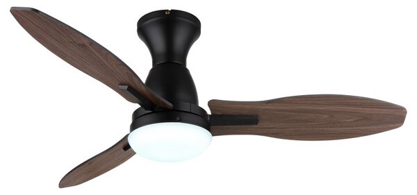 GLOBO 03671B GALE stropní ventilátor se světlem D1070mm LED 22W 2890/2453lm 3000+4500+6000K černá, imitace dřeva, časovač, dálkový ovladač