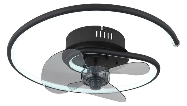 GLOBO 03660 KOREN stropní ventilátor se světlem D450mm LED 30W 3370/1660lm 2700-6500K černá, kouřová, časovač, dálkový ovladač